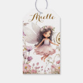 ラベンダーの妖精のワイルドフラワーのピクシー誕生日 ギフトタグ (裏面)