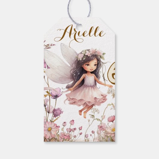 ラベンダーの妖精のワイルドフラワーのピクシー誕生日 ギフトタグ (裏面)