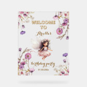 ラベンダーの妖精のワイルドフラワー感謝していユー アクリルサイン (正面)