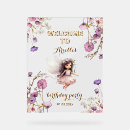 ラベンダーの妖精のワイルドフラワー感謝していユー アクリルサイン