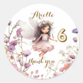 ラベンダーの妖精のワイルドフラワー感謝していユー ラウンドシール (正面)