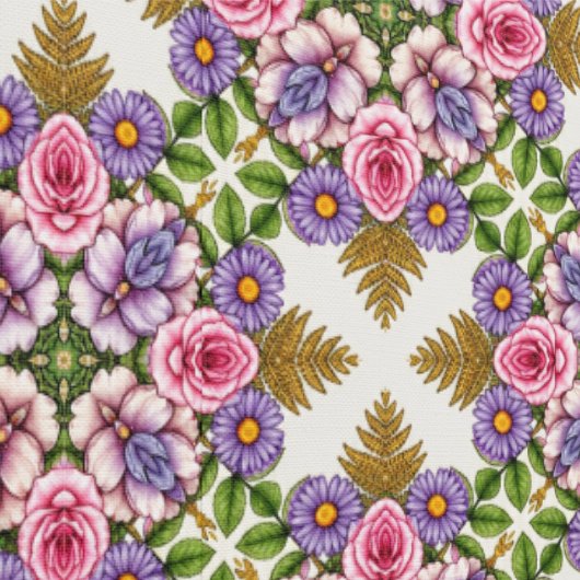 ラベンダーの宝庫 | 菊花の上品なメダリオン 壁紙 (縫い目)