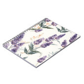 ラベンダーの小枝の水彩植物画 パープルの花 ノートブック (左側)
