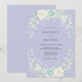 ラベンダーの幻想的な植物の結婚式 招待状 (正面/裏面)