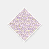 ラベンダーの手描きデイジーパターン スタンダードカクテルナプキン (角)