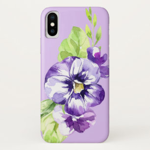 ラベンダーの携帯電話ケースに紫色のパンジー iPhone X ケース