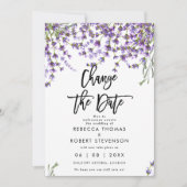 ラベンダーの日付を変更する結婚式招待状 招待状 (正面)