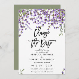 ラベンダーの日付を変更する結婚式招待状 招待状