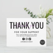 ラベンダーの書道ありがとうメディア挿入 招待状 (スタンド正面)