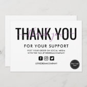 ラベンダーの書道ありがとうメディア挿入 招待状 (正面/裏面)