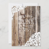 ラベンダーの木製のレースの素朴な結婚式 招待状 (裏面)