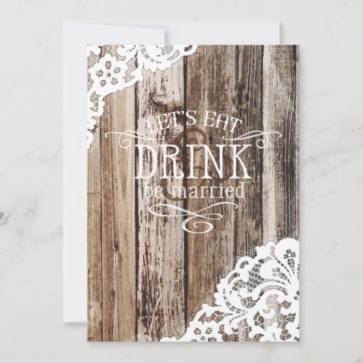 ラベンダーの木製のレースの素朴な結婚式 招待状 (裏面)