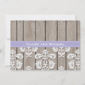 ラベンダーの木製のレースの結婚式招待状 招待状 (裏面)