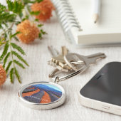 ラベンダーの植物の列の開花,タスマニア キーホルダー (側面)