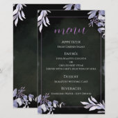 ラベンダーの植物画が描かれた結婚式メニューカード (正面/裏面)