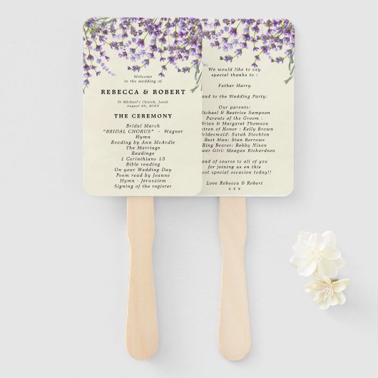 ラベンダーの植物結婚式のファン ハンドファン (正面&裏面)