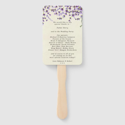 ラベンダーの植物結婚式のファン ハンドファン (裏面)