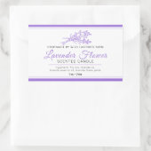 ラベンダーの植物線画材キャンドル 長方形シール (バッグ)