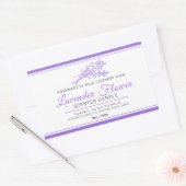 ラベンダーの植物線画材キャンドル 長方形シール (封筒)