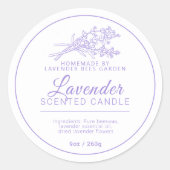 ラベンダーの植物芸術の香り付きキャンドルの成分 ラウンドシール (正面)