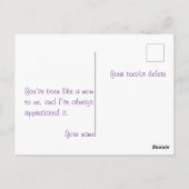 ラベンダーの水の色の花の母親は葉書を願う ポストカード (裏面)