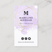 ラベンダーの水カラー写真付きソーシャルメディア 名刺 (正面)