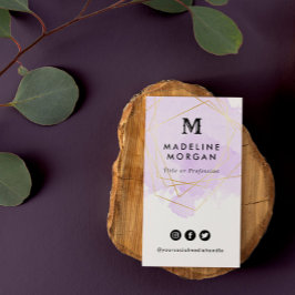 ラベンダーの水カラー写真付きソーシャルメディア 名刺