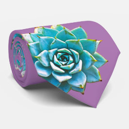 ラベンダーの水彩の多肉植物 ネクタイ