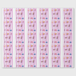 ラベンダーの水彩植物画パターン ラッピングペーパー