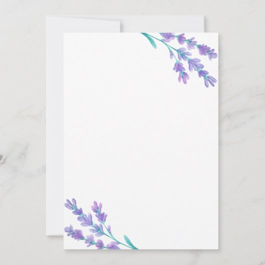ラベンダーの水彩画の花柄の結婚式招待状 招待状 (裏面)
