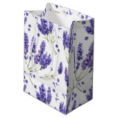 ラベンダーの水彩画の花模様 ミディアムペーパーバッグ (裏面アングル)