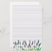 ラベンダーの水彩花が文字の並び書に 便箋 (正面/裏面)