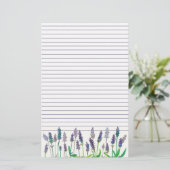 ラベンダーの水彩花が文字の並び書に 便箋 (スタンド正面)