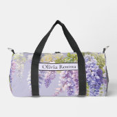 ラベンダーの水彩花ライラック ダッフルバッグ (正面)