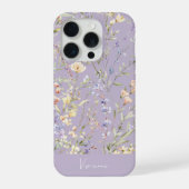 ラベンダーの水彩野の花 iPhoneケース (裏面)