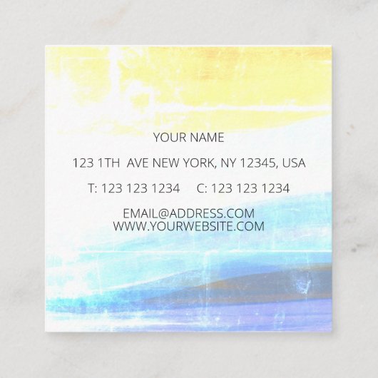 ラベンダーの水絵を描色 スクエア名刺 (裏面)