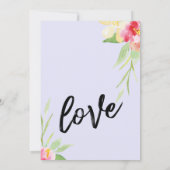 ラベンダーの水色の花々を楽しく 招待状 (裏面)