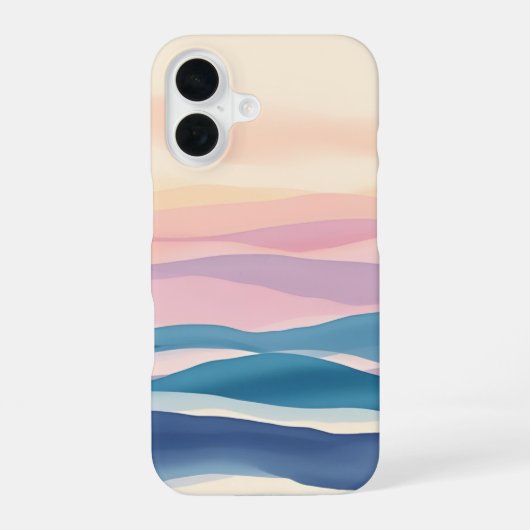 ラベンダーの潮流 流動的抽象コースト iPhone 16ケース (裏面)