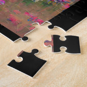 ラベンダーの白いデジタルアートの花 ジグソーパズル (側面)