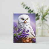 ラベンダーの白いフクロウ、ポストクロッシング ポストカード (スタンド正面)