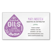 ラベンダーの精油の低下のイラストレーション マグネット名刺 (正面)