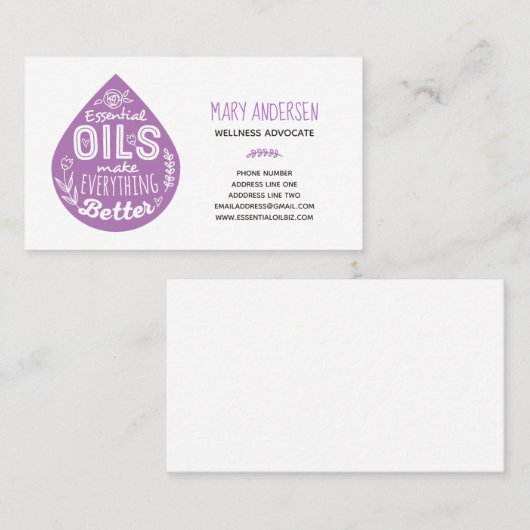 ラベンダーの精油の低下の名刺 名刺 (正面/裏面)