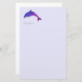 ラベンダーの紫色のイルカ 便箋 (正面/裏面)