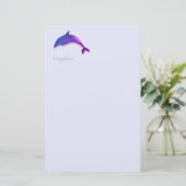 ラベンダーの紫色のイルカ 便箋 (スタンド正面)