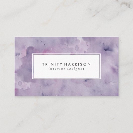 ラベンダーの紫色の水彩画|のシックなモダン 名刺 (正面)
