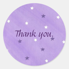 ラベンダーの紫色の白い星ありがとうステッカー ラウンドシール