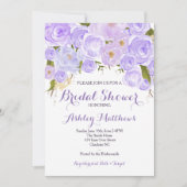 ラベンダーの紫色の花のベビーシャワーの招待状、ベビー 招待状 (正面)