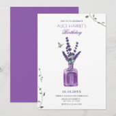 ラベンダーの紫色の花束 招待状 (正面/裏面)