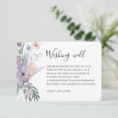 ラベンダーの結婚式の心付けウェル。紫の花 エンクロージャーカード (スタンド正面)
