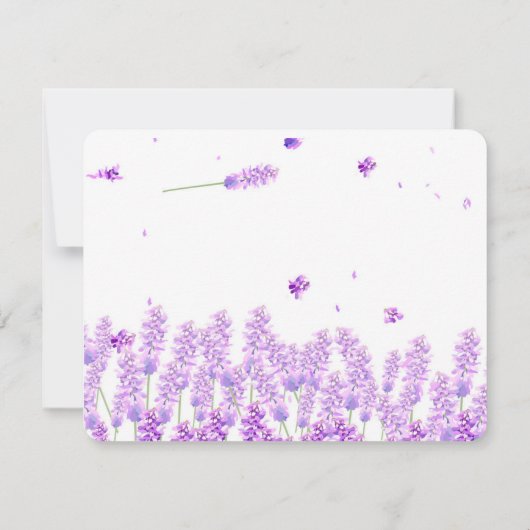 ラベンダーの結婚式の日付を保存 招待状 (裏面)